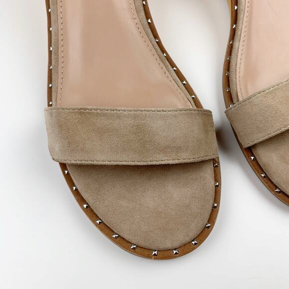 Steve Madden Kenmar Wood Wedge Sandals Ankle Strap Tan Faux Suede Women's 9.5 - Picture 4 of 12